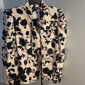 Zara Black and Cream Floral Blazer
